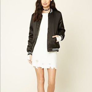 black with white stripes bomber jacket